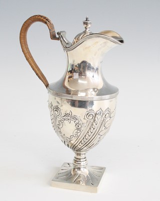 Lot 2170 - A late Victorian silver wine ewer, of stepped...