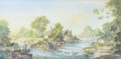 Lot 2485 - Edward A. Swan - Cattle watering in a river...