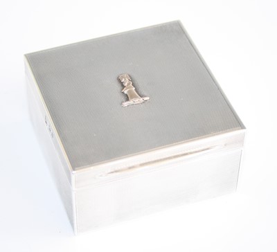Lot 151 - An Art Deco silver square table cigarette...