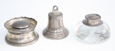 Lot 148 - A collection of three silver inkwells, to...