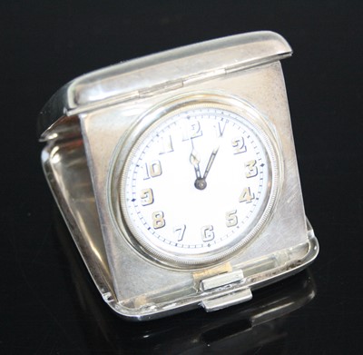 Lot 189 - An Art Deco silver pocket travel clock, the...