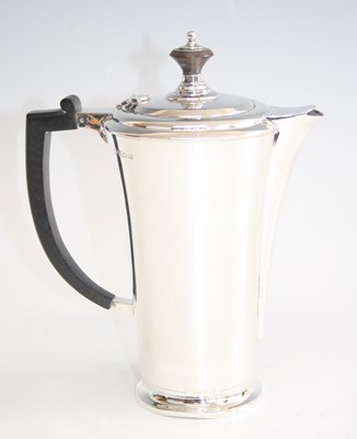 Lot 172 - An Art Deco silver coffee pot, of cylindrical...