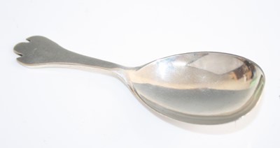 Lot 208 - A 1970s silver caddy spoon, of plain form with...