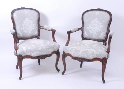 Lot 2621 - A pair of Louis XV style rosewood framed...