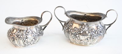 Lot 2171 - A late Victorian silver three-piece tea...