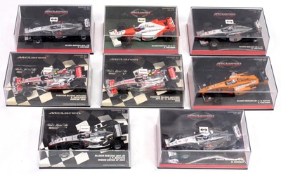 Lot 1044 - Minichamps 1/43rd scale Formula 1 group of 8...