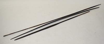 Lot 2386 - A hand carved black palm-wood ceremonial spear,...