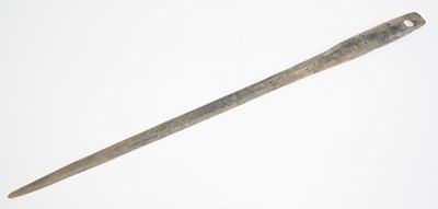 Lot 2357 - A bronze sword, of plain tapering form with...