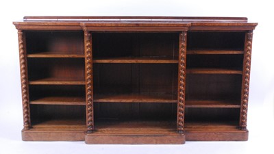 Lot 2626 - A Victorian figured walnut breakfront open...