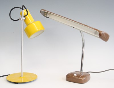 Lot 267 - A 1980s yellow painted metal desk lamp, having...