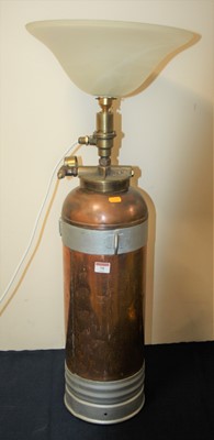 Lot 75 - A vintage copper fire extinguisher, converted...