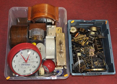Lot 78 - Two boxes of various vintage clocks and movements