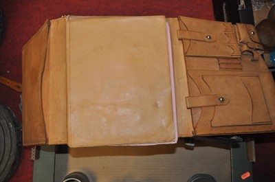 Lot 81 - A vintage leather satchel, having impressed...