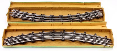 Lot 221 - Hornby solid steel curved electric track. Two...