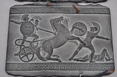 Lot 166 - A set of three reproduction Greek tiles, 15x24cm