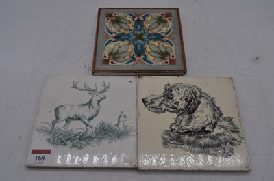 Lot 168 - A collection of three Victorian wall tiles, to...