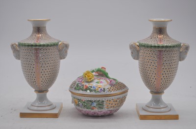 Lot 169 - A pair of Herend baluster shaped vases, each...