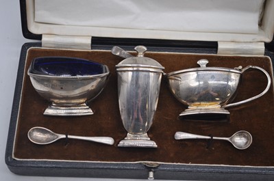 Lot 195 - A George VI silver 3 piece cruet to include...