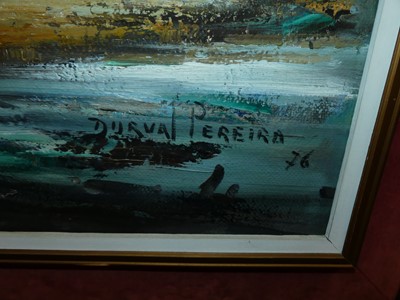 Lot 1117 - Durval Pereira - River landscape, oil on...