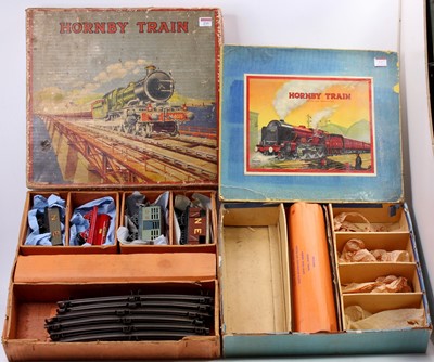 Lot 233 - Two mainly empty Hornby pre-war set boxes:...