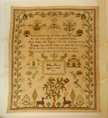 Lot 2300 - A George IV needlework, verse and picture...