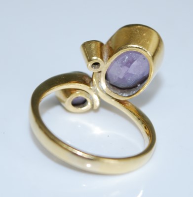 Lot 2528 - An 18ct yellow gold, amethyst and diamond...