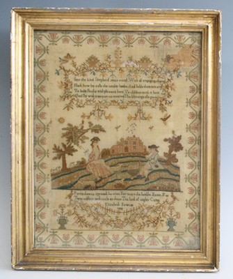 Lot 2302 - A George IV needlework, verse and picture...