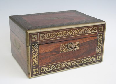 Lot 2324 - An early Victorian rosewood and brass inlaid...