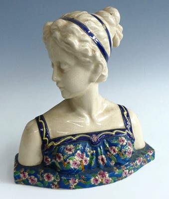 Lot 86 - A 1930s French crackle glazed ceramic bust by...