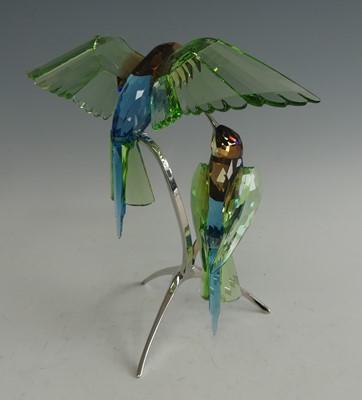 Lot 145 - A Swarovski Crystal Paradise Bee-eaters glass...