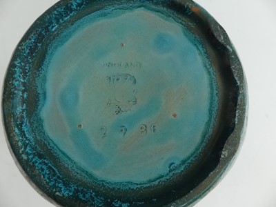 Lot 87 - A Pilkington's lustre turquoise glazed pottery...