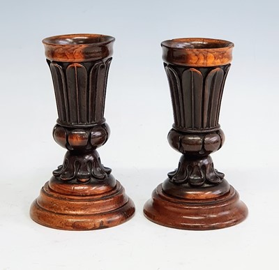 Lot 2311 - A pair of William IV carved fruitwood vases,...