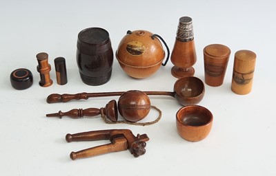 Lot 2316 - A collection of treen, to include a Victorian...