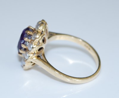 Lot 2530 - A 14ct yellow gold, amethyst and seed pearl...