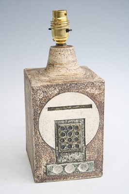 Lot 123 - A 1970s Troika square pottery table lamp,...