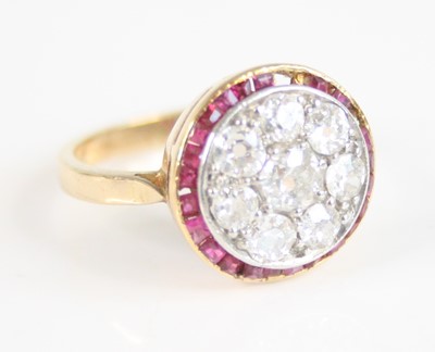 Lot 2222 - A yellow and white metal, ruby and diamond...