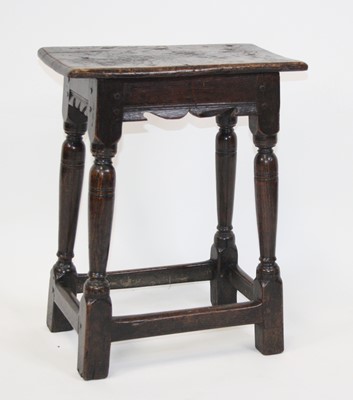 Lot 2656 - A circa 1700 oak joint stool, having a...