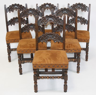 Lot 2597 - A set of six Elizabethan style joined oak...