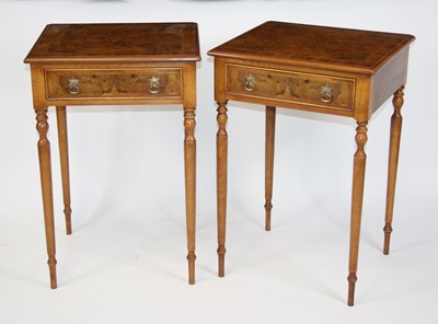 Lot 2658 - A pair of figured walnut and walnut lamp...