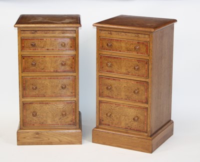 Lot 2660 - A pair of oak and burr oak bedside...