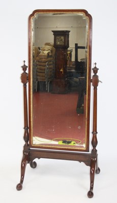 Lot 2668 - A Victorian mahogany cheval mirror, the shaped...