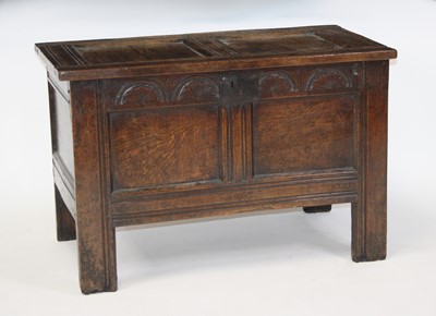 Lot 2681 - A circa 1700 joined oak two panel coffer, on...