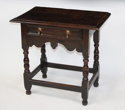 Lot 2684 - An early 18th century joined oak single drawer...