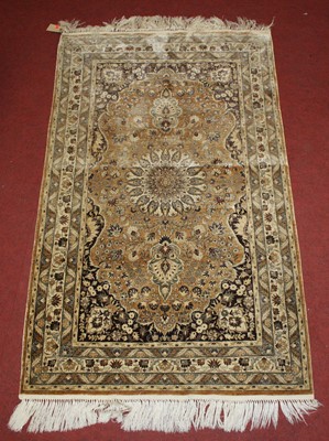 Lot 2657 - A Persian fineweave silk Qashqai rug, having a...