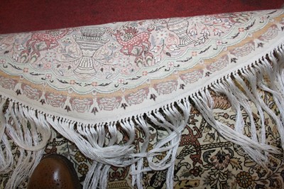 Lot 2671 - A Persian fineweave oval silk rug, having a...