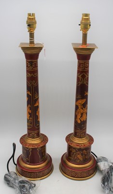 Lot 14 - A pair of reproduction chinoiserie decorated...