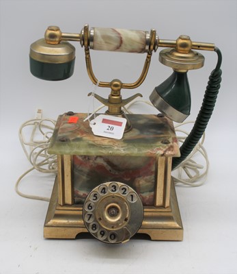 Lot 20 - An onyx and brass rotary dial telephone, h.27cm