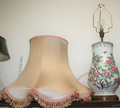 Lot 22 - A Chinese porcelain table lamp, enamel...