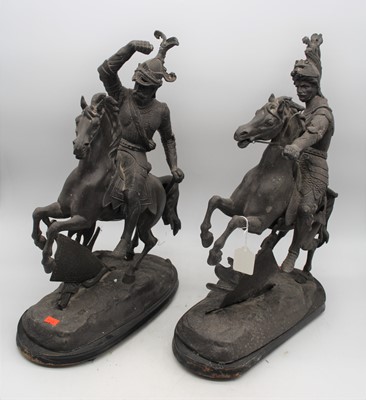Lot 25 - A pair of 19th century spelter figures of...