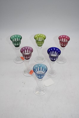 Lot 40 - A set of six St Louis coloured crystal Tommy...